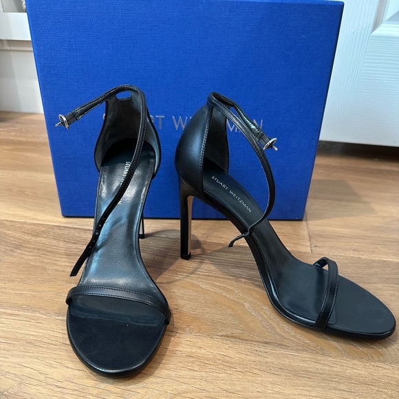 Black Leather Nudistsong Strap Sandal 80mm - runs small - Picture 1 of 3